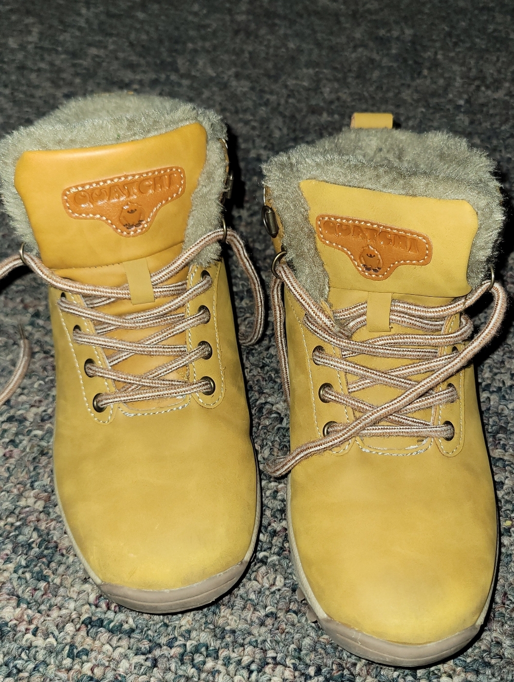 Firm! Cozy Fur-Lined Tan Lace-Up Boots
